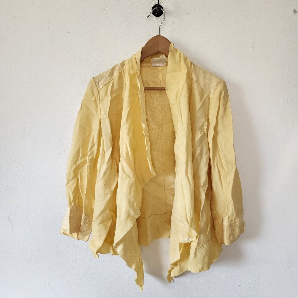 Womens Chicos Medium Yellow Flowy Cardigan 2